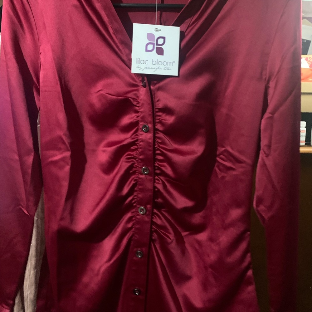 Women's Red Button-Up Top